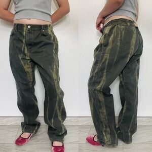 Zena | Vintage 90s Green Bleached Dyed Jeans